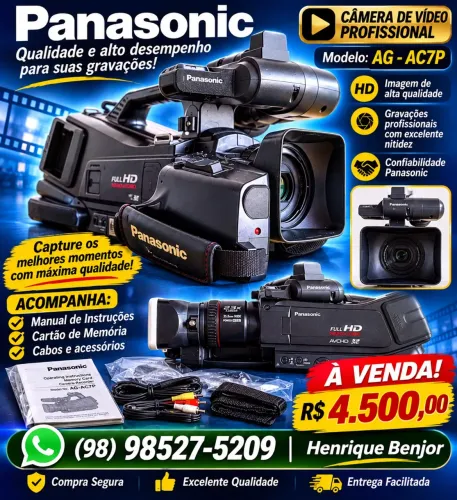 ? Panasonic AG-AC7P à venda! R$ 4.500,00. WhatsApp * Henrique Benjor!