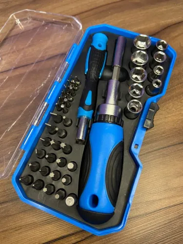 Jogo Chave Fenda Catracada Bits Soquetes Azul Sextavado an2