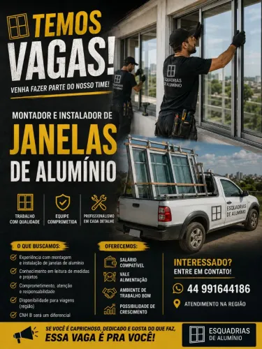 Vagas para montador e instalador de janelas de alumínio