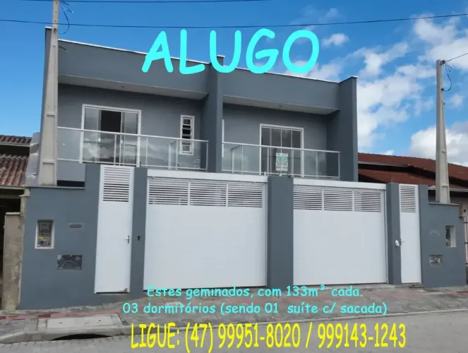 Sobrado em Alvenaria c/ 3 quartos, suite, sacada, B. Vila Nova, Joinville, SC