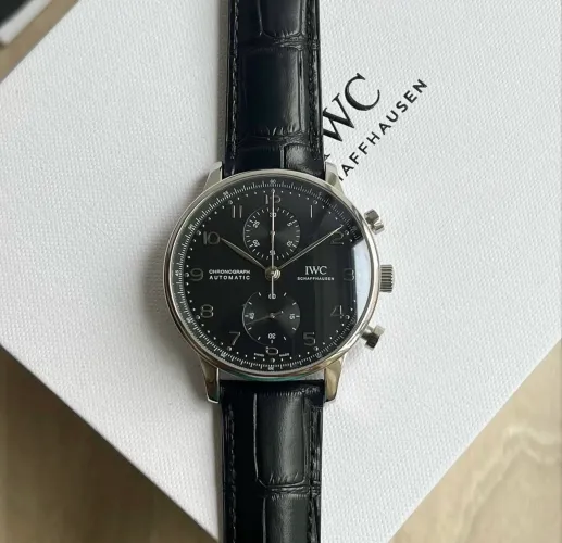 Relógio Iwc português preto cronógrafo