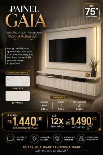 Painel Gaia tv até 75 polegadas/ com led
