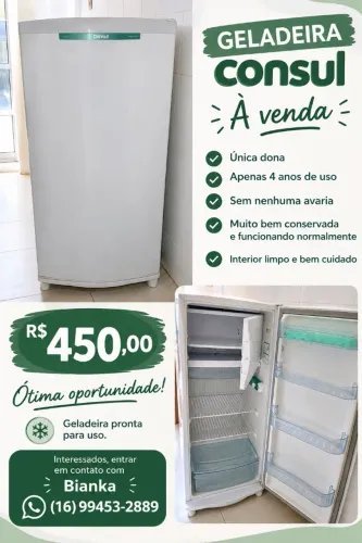 Geladeira/refrigerador consul degelo seco 263l cra30f branco