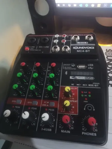Mesa Som MC4-Bt Mixer 4 Canais Bluetooth Soundvoice Bivolt