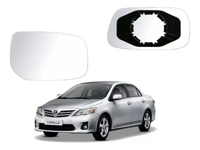 Lente Retrovisor Toyota Corolla 2009 à 2014 - L Direito - Lente C/ Placa - Metagal