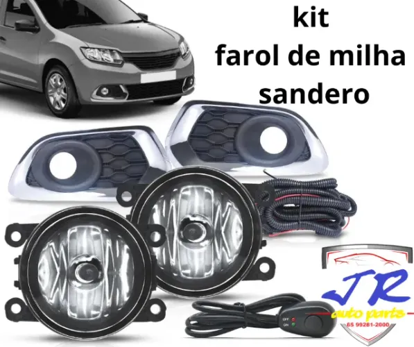 Kit Farol de Milha Renault Sandero 2015 2016 2017 2018 2019 Auxiliar Neblina