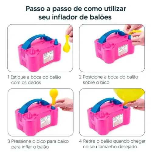 Inflador/compressor balões, bexigas, bolas, rodas, etc