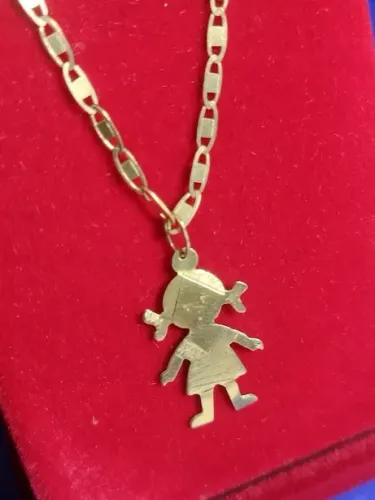 Conjunto Gargantilha 3.30 Gramas 40 Cm 3 mm e Menina 0.50 Gramas 23 mm                    