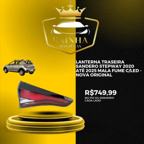 Lanterna Traseira Sandero Stepway 2020 até 2025 Mala Fume C/led - NOVA ORIGINAL