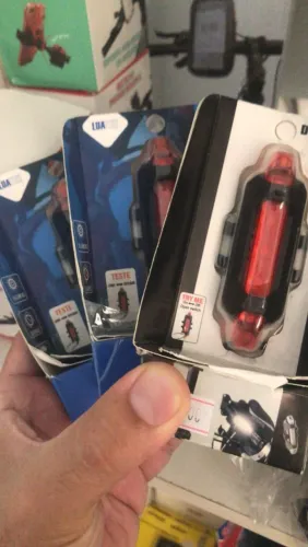 Farol Sinalizador Bike Luz Traseira Branco/Vermelho Recarregável