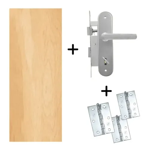 Folha de porta lisa 82x210 e 72x210 KIT + fechadura e dobradiça.