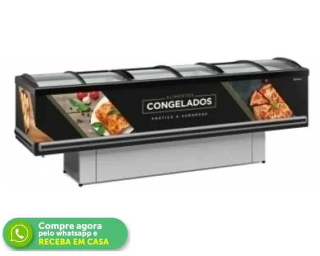 Ilha de Congelados Vidro Curvo Preta 3M Gelopar 220v