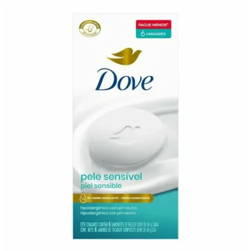 Sabonete Dove Pele Sensivel 90 g cada com 6 unidades