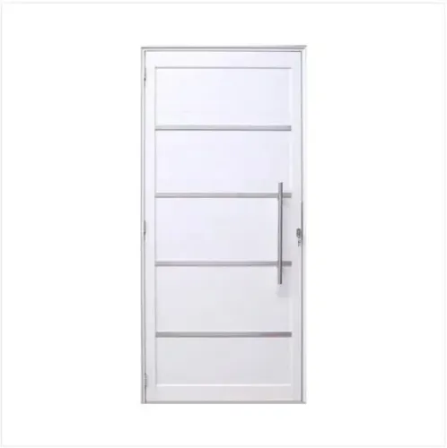 Porta Lambril 2,10x80 L-25 no alumínio branco com puxador e friso