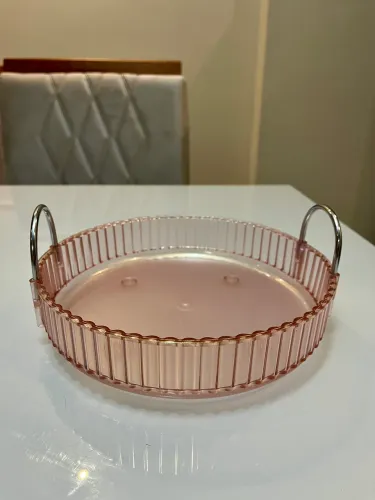 Bandeja Organizadora Decorativa com Alças Metálicas - Rosa