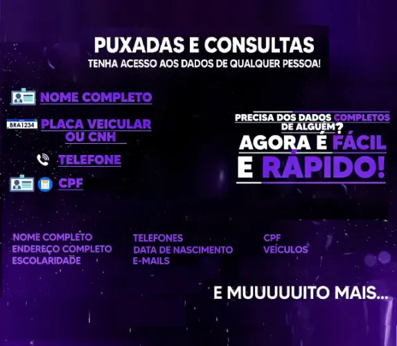 CONSULTA DE DADOS PESSOAIS - CPF, NOME COMPLETO, TELEFONE, PLACA