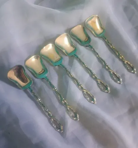 Antigo conjunto de colheres para açúcar / geleia banho de prata
