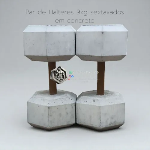 Halteres Par 9kg Concreto - Treino em Casa, Musculação e Força fábrica em Santo Amaro