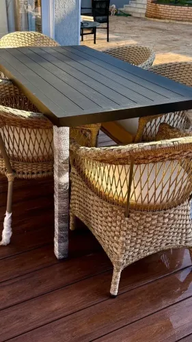 Mesa área externa alumínio corda nautica área gourmet varanda 
