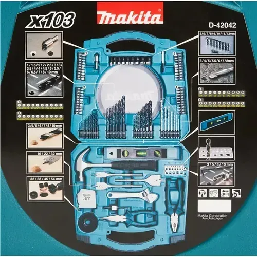 Jogo De Kit De Acessorios 103 Pecas Makita D-42042 Na Medida