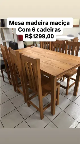 Mesa de madeira com 6 cadeiras NOVA
