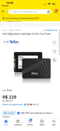 Ssd netac sata III 128gb saúde 100% com Windows 10