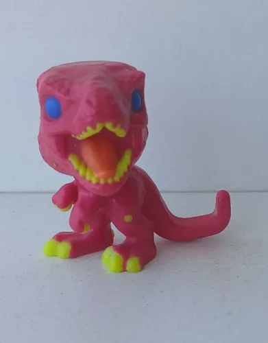 BONECO MINIATURA KINDER OVO JURASSIC WORLD PARK TIRANOSSAURO REX ROSA