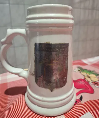 Antiga Caneca Chopp Porcelana Maçonaria - IV Bier Fest G.L.E.S.P. (Santa Izabel)