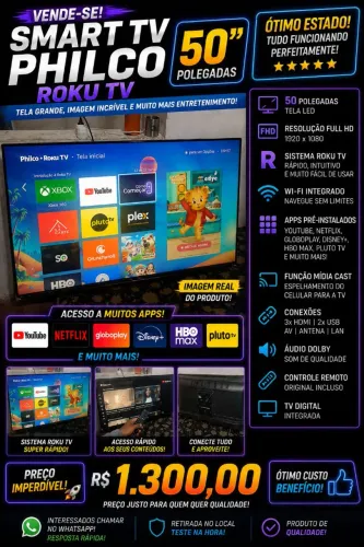 Smart TV Philco Roku de 50" Borda Infinita