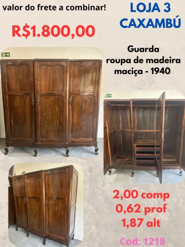 Guarda roupa vintage de madeira maciça