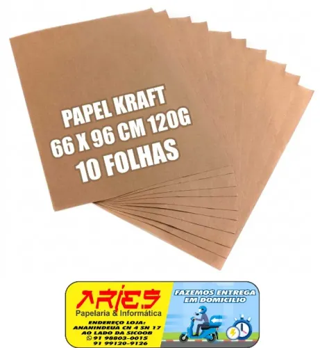 PAPEL KRAFT 66 X 96 CM 120G ALTA QUALIDADE MARPAX 10 FOLHAS