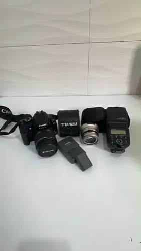 Kit Canon + Nikon + Flash Canon + Lente + Acessórios - R$ 1.100