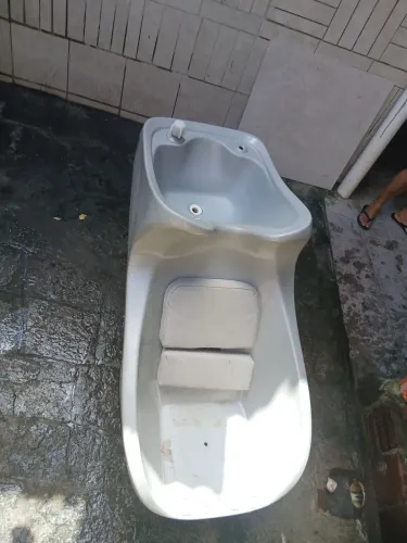 Lavatório Spa Reclinável Para Cabelo - Fibra Cinza Com Almofada