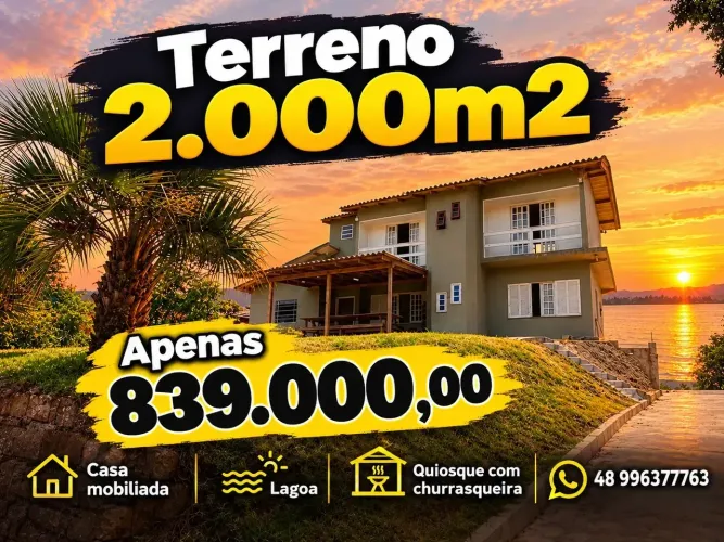 Sitio aprox. 2.000m² com casa de 4 quartos de 200m² e praia particular fundo para Lagoa No