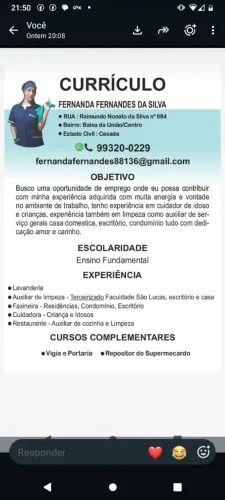 Trabalho com cuidado de idoso crianças secretaria do lá e condomínio e serviço de em presa