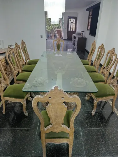 Relíquia em Madeira Maciça | Sala de Jantar Barroca - 10 Lugares - Alto Padrão Raríssimo