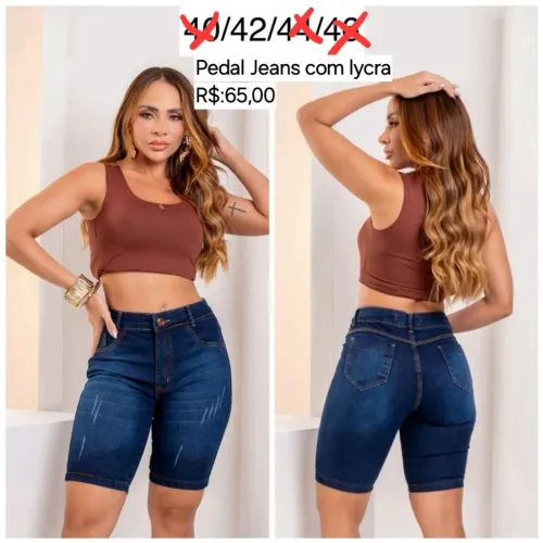 Short Jeans Pedalete com lycra!