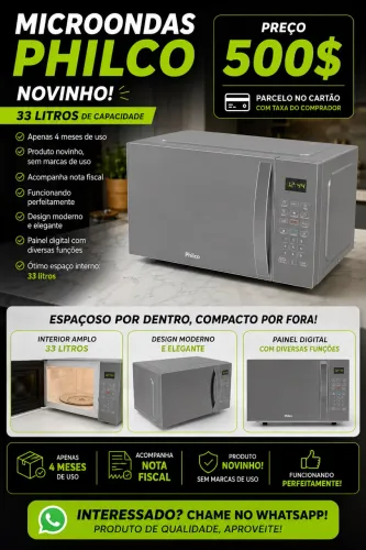 Micro-Ondas Philco Espelhado 33L