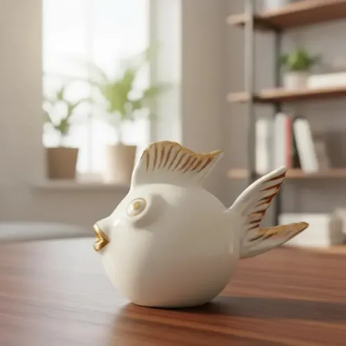 Peixe Bibelô Antigo Porcelana Tupy 1950 Etiqueta Original (Usado)