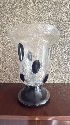 Vaso Decorativo em Murano Estilo Italiano - Vidro com Base Preta