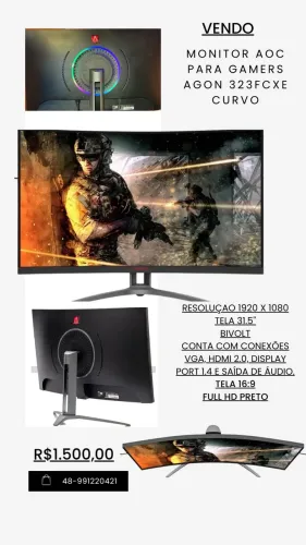 Monitor Curvo Gamer Aoc Agon 323FCXE