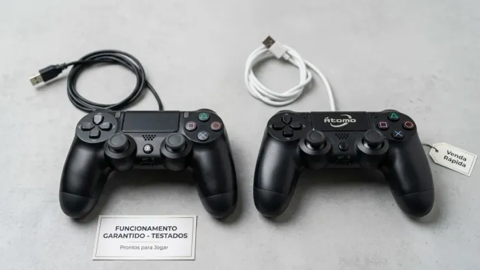 Kit 2 Controles PS4 + Cabos USB - Testados e Funcionando 100%