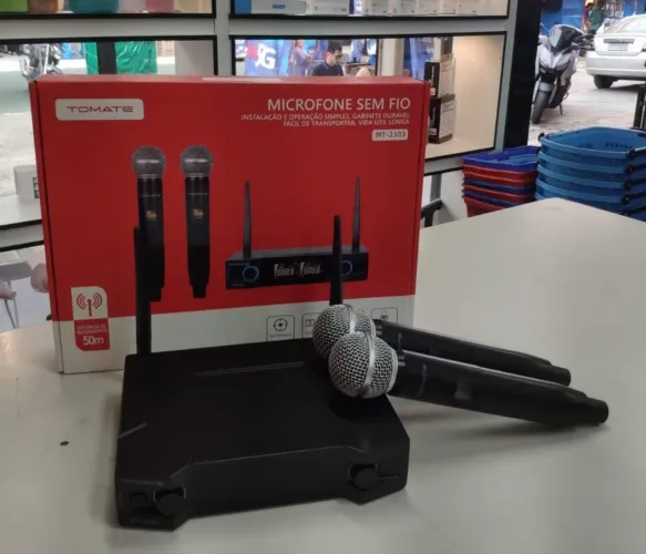 Kit microfone profissional sem fio