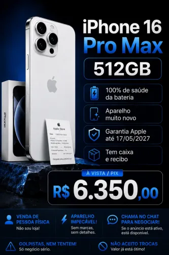 iPhone 16 Pro Max 512gb Branco (Garantia Apple)