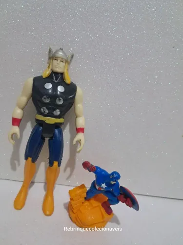 Kit Boneco Thor anos 90 13cm + figure capitão América 2014 7cm
