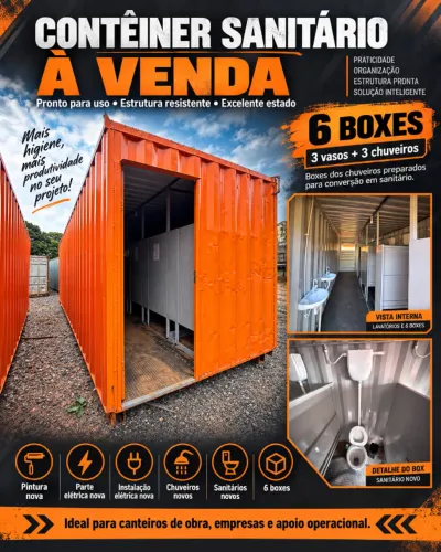 Vendo conteiner 6 m Sanitário com 6 box