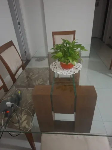 MESA DE JANTAR RETANGULAR COM 6 CADEIRAS -origem Lar Shoping