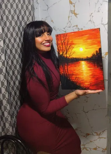 Quadro Decorativo Pintado à Mão | Arte Original em Tela | Paisagem Pôr do Sol Exclusiva