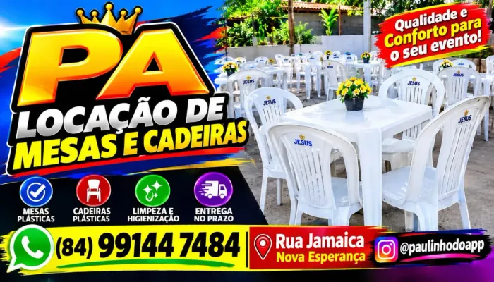 Aluguel de mesa e cadeiras 