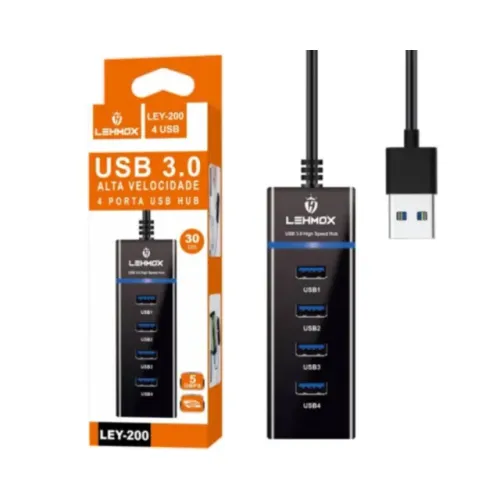 HUB USB 4 Portas 3.0 Ultra Rápido Lehmox (Extensor USB de Alta Velocidade)